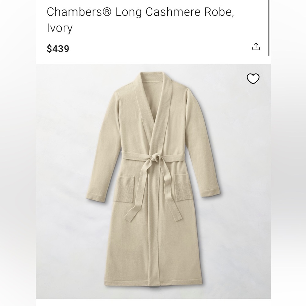 Williams Sonoma cashmere robe Cream Knit Cardigan unisex L